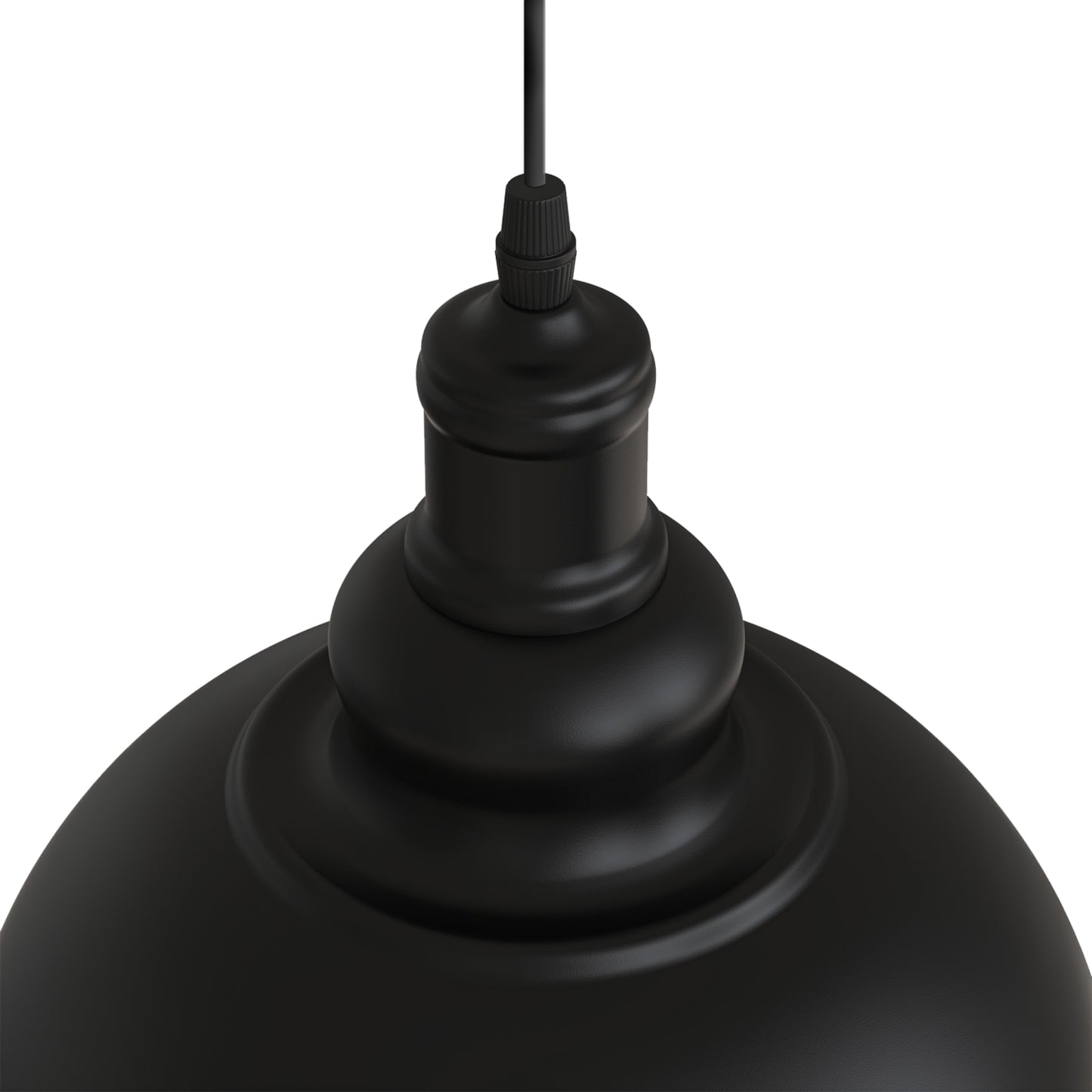 YANSUN Single-Light Pendant with Spun Metal Shade, Matte Black Finish, 9.8-Inch Diameter, Industrial Style, 16.4-Ft Cord