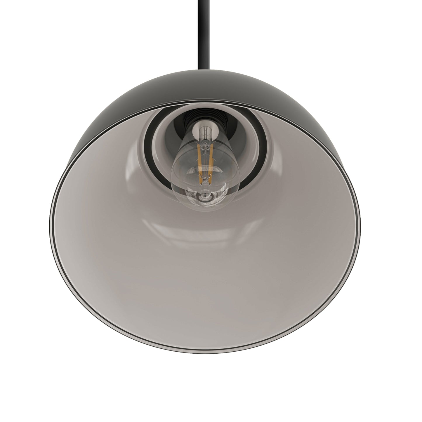 YANSUN Single-Light Pendant with Spun Metal Shade, Matte Black Finish, 9.8-Inch Diameter, Industrial Style, 16.4-Ft Cord