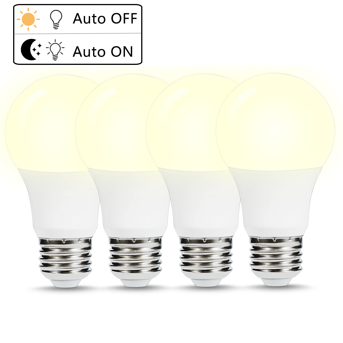 YANSUN 40-Watt Equivalent 5000K A19 Non-Dimmable Photo Sensor LED Light Bb E26 (4-Pack)