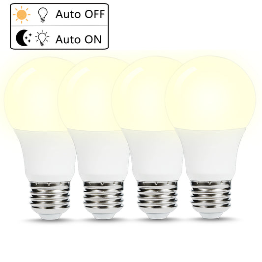 YANSUN 40-Watt Equivalent 5000K A19 Non-Dimmable Photo Sensor LED Light Bb E26 (4-Pack)