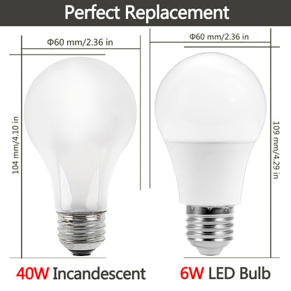 YANSUN 4-Pack 6W LED Light Sensor Bulb A19 E26, 2700K Warm White, 40W Equivalent