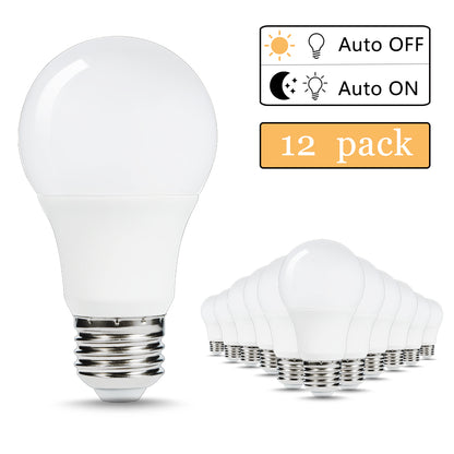 YANSUN 4-Pack 6W LED Light Sensor Bulb A19 E26, 2700K Warm White, 40W Equivalent