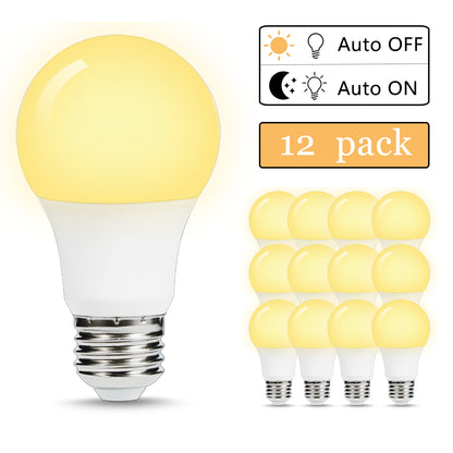 YANSUN 4-Pack 6W LED Light Sensor Bulb A19 E26, 2700K Warm White, 40W Equivalent