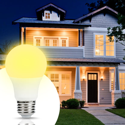 YANSUN 4-Pack 6W LED Light Sensor Bulb A19 E26, 2700K Warm White, 40W Equivalent