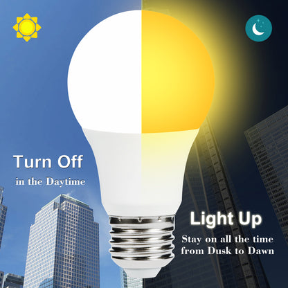 YANSUN 4-Pack 6W LED Light Sensor Bulb A19 E26, 2700K Warm White, 40W Equivalent