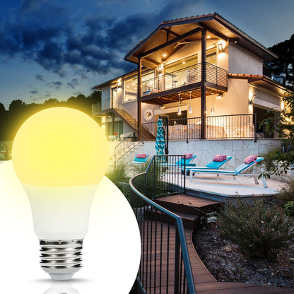 YANSUN 4-Pack 6W LED Light Sensor Bulb A19 E26, 2700K Warm White, 40W Equivalent