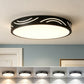 YANSUN 11. 8in Matte Black Integrated LED Flush Mount Ceiling Light with Round Plastic Shade, Dimmable 5-Level Switch for Foyer