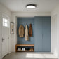 YANSUN 11. 8in Matte Black Integrated LED Flush Mount Ceiling Light with Round Plastic Shade, Dimmable 5-Level Switch for Foyer