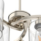 YANSUN 6-Light Brushed Nickel Chandelier Pendant Light with Curved Arms and Glass Shades E26 Ceiling Fixture for Dining Room