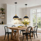 YANSUN Set of 2 KD Pendant Lights with Black and Gold Leaf Interior, Integrated LED, 5W, 110V