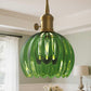 YANSUN Single-Light Pendant or Ceiling Mount Fixture with Green Shade and Copper Finish, E26 Bulb Not Included