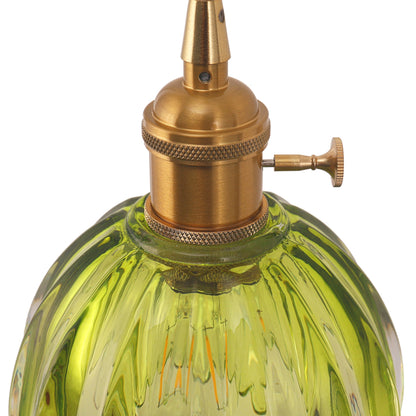 YANSUN Single-Light Pendant or Ceiling Mount Fixture with Green Shade and Copper Finish, E26 Bulb Not Included