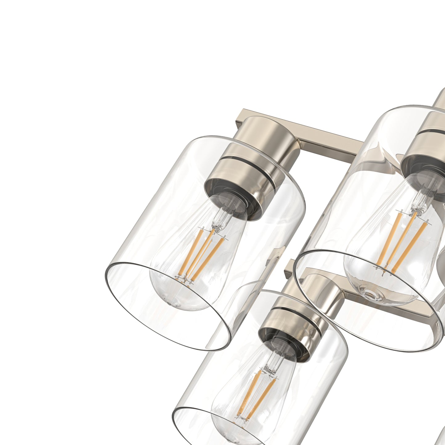 YANSUN 6-Light Branch Chandelier, Y-Shaped Design, Brushed Nickel Finish, Clear Glass Shades, Adjustable Hanging Rods