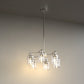 YANSUN 6-Light Branch Chandelier, Y-Shaped Design, Brushed Nickel Finish, Clear Glass Shades, Adjustable Hanging Rods