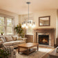 YANSUN 6-Light Branch Chandelier, Y-Shaped Design, Brushed Nickel Finish, Clear Glass Shades, Adjustable Hanging Rods