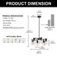 YANSUN 6-Light Branch Chandelier, Y-Shaped Design, Matte Black Finish, Clear Glass Shades, Adjustable Hanging Rods