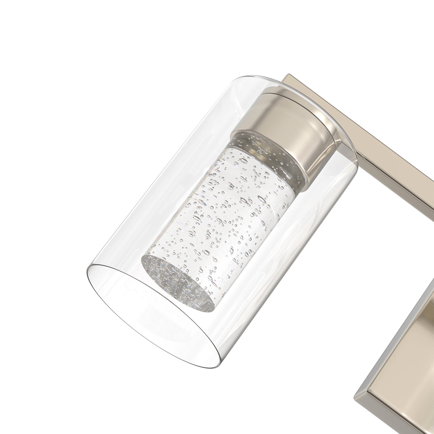 YANSUN 3-Light Nickel LED Vanity Light Fixture with Clear Glass Shade and LED Crystal Bulbs 3000-6000K, Dimmable Color