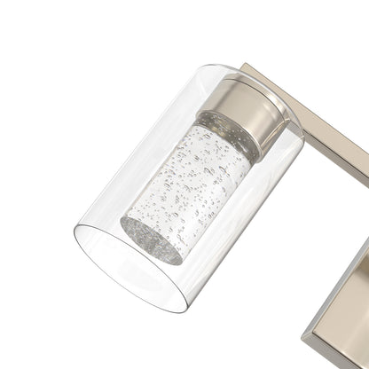 YANSUN 3-Light Nickel LED Vanity Light Fixture with Clear Glass Shade and LED Crystal Bulbs 3000-6000K, Dimmable Color
