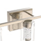 YANSUN 3-Light Nickel LED Vanity Light Fixture with Clear Glass Shade and LED Crystal Bulbs 3000-6000K, Dimmable Color