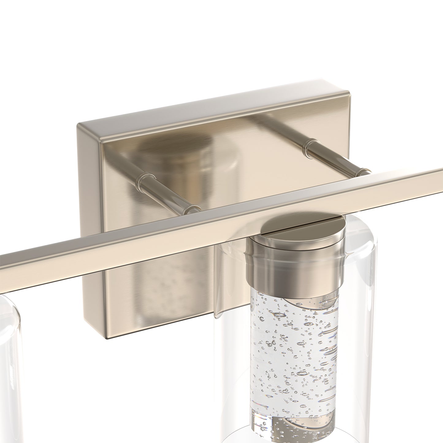 YANSUN 3-Light Nickel LED Vanity Light Fixture with Clear Glass Shade and LED Crystal Bulbs 3000-6000K, Dimmable Color