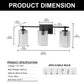 YANSUN 23.6 in. 3 Light Black Vanity Light with Striped Milky White Cylindrical Shade and Trumpet Sockets for Bathroom E26 Base