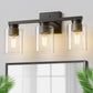 18 in. 3-Light Black Vanity Light with Clear Glass Shades for Bathroom