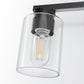 18 in. 3-Light Black Vanity Light with Clear Glass Shades for Bathroom