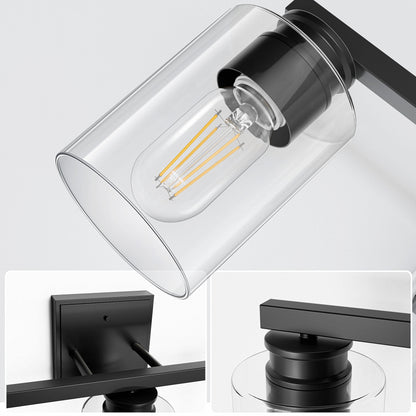 18 in. 3-Light Black Vanity Light with Clear Glass Shades for Bathroom
