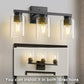 18 in. 3-Light Black Vanity Light with Clear Glass Shades for Bathroom
