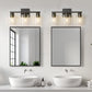 18 in. 3-Light Black Vanity Light with Clear Glass Shades for Bathroom