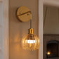 YANSUN 5.9 in. 1 Light Copper Plated Traditional Smart Home Enabled Wall Sconce with Open Amber Textured Glass Shade (2-Pack)