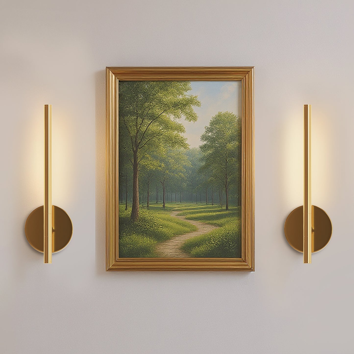 YANSUN 2-Pack 5W LED Wall Light, RGB + CW, Metal Electroplated Copper, 40cm, USB Type-C, Remote Control, APP & Timer Function