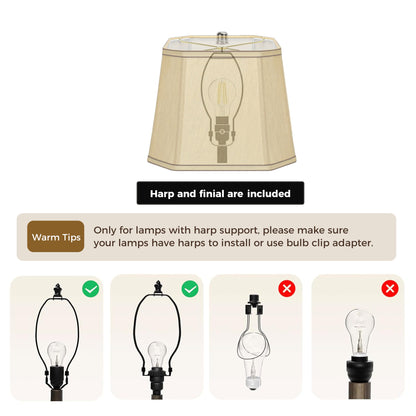 YANSUN Set of 2 10.6 in. H Gold Metal and Fabric Polygon Cone Lamp Shade with Uno Fitter
