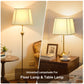 YANSUN Set of 2 10.6 in. H Gold Metal and Fabric Polygon Cone Lamp Shade with Uno Fitter