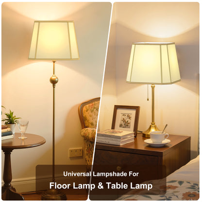 YANSUN Set of 2 10.6 in. H Gold Metal and Fabric Polygon Cone Lamp Shade with Uno Fitter