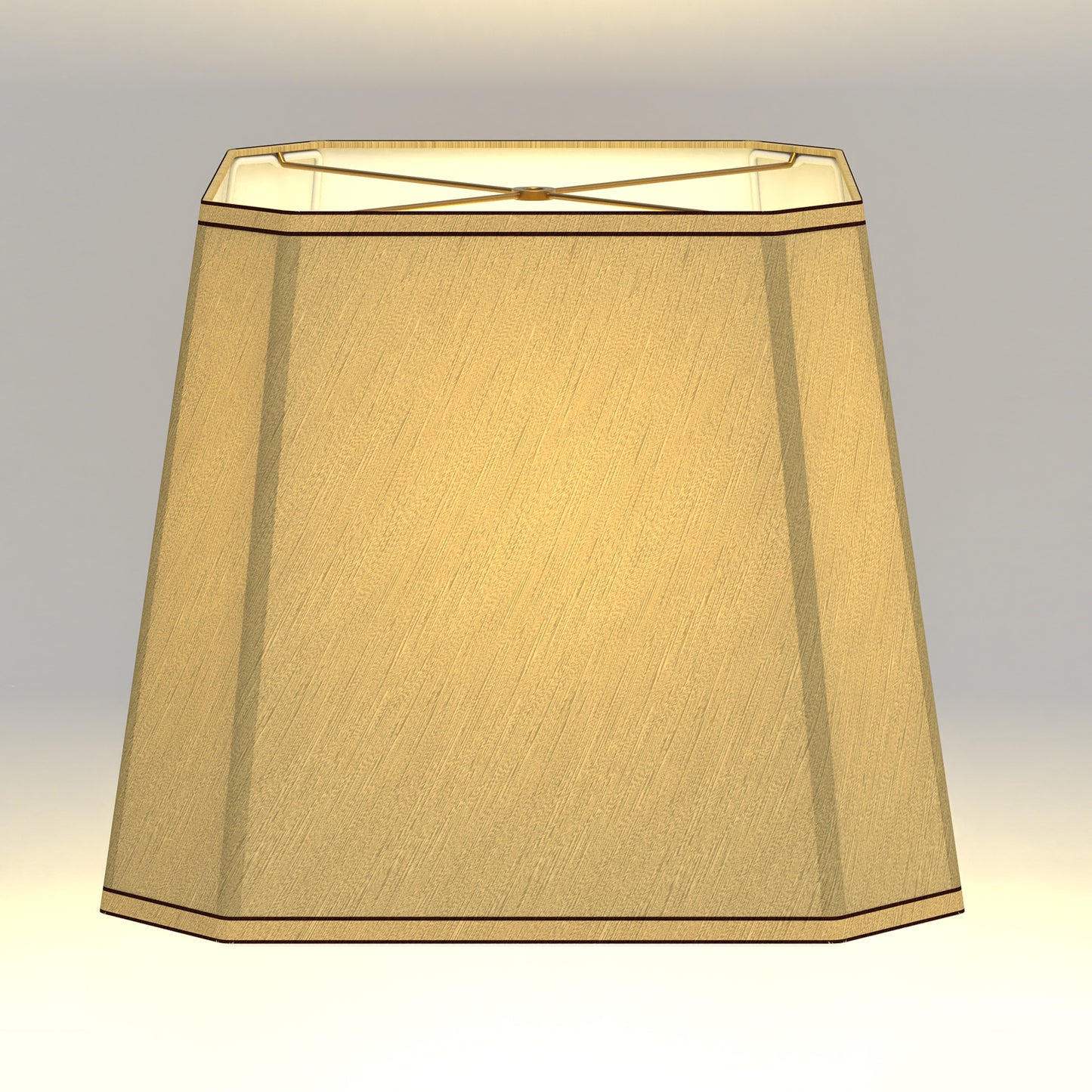 YANSUN Set of 2 10.6 in. H Gold Metal and Fabric Polygon Cone Lamp Shade with Uno Fitter