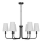 33.8 in. 6-Light Black Farmhouse Chandelier with White Linen Shades for Budget Homes