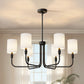 33 in. 6-Light Black Farmhouse Chandelier with White Linen Shades for Budget Homes