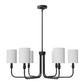 YANSUN 6-Light Black Metal Traditional Chandelier - Simple Linear Arms & Cylindrical Fabric Shades, E12 Base (Bulbs Not Included)