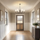 33 in. 6-Light Black Farmhouse Chandelier with White Linen Shades for Budget Homes