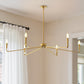 YANSUN 35.8" Modern 6-Light Gold Chandelier, Electroplated Flat Tube Branch Pendant, Mid-Century Ceiling Light for Dining Living Room, E12 Base