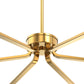 YANSUN 35.8" Modern 6-Light Gold Chandelier, Electroplated Flat Tube Branch Pendant, Mid-Century Ceiling Light for Dining Living Room, E12 Base