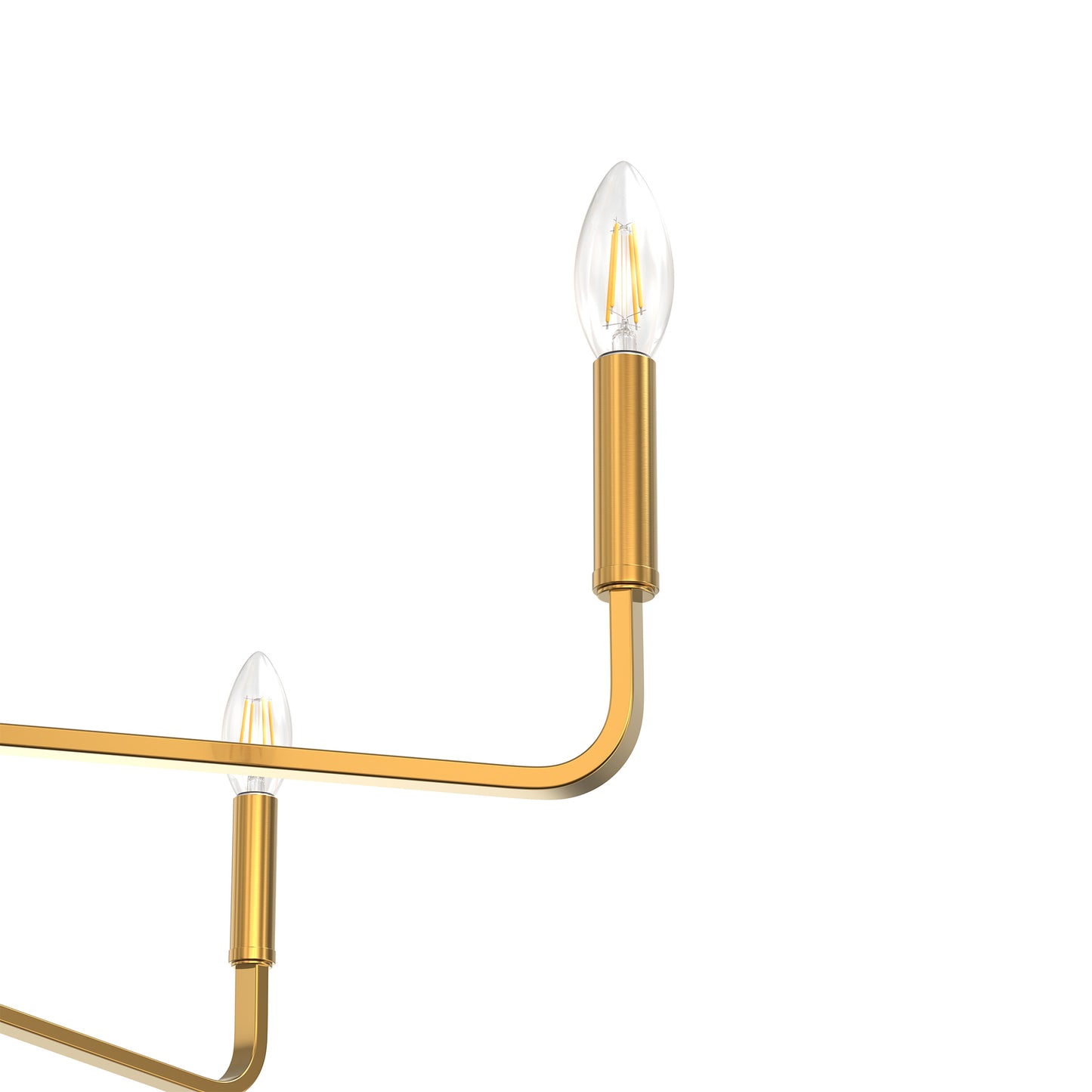YANSUN 35.8" Modern 6-Light Gold Chandelier, Electroplated Flat Tube Branch Pendant, Mid-Century Ceiling Light for Dining Living Room, E12 Base