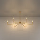 YANSUN 35.8" Modern 6-Light Gold Chandelier, Electroplated Flat Tube Branch Pendant, Mid-Century Ceiling Light for Dining Living Room, E12 Base