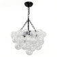 YANSUN 24W Matte Black LED Bubble Twist Chandelier with Remote Control, RGBCW Layered Decorative Pendant Light for Dining Room