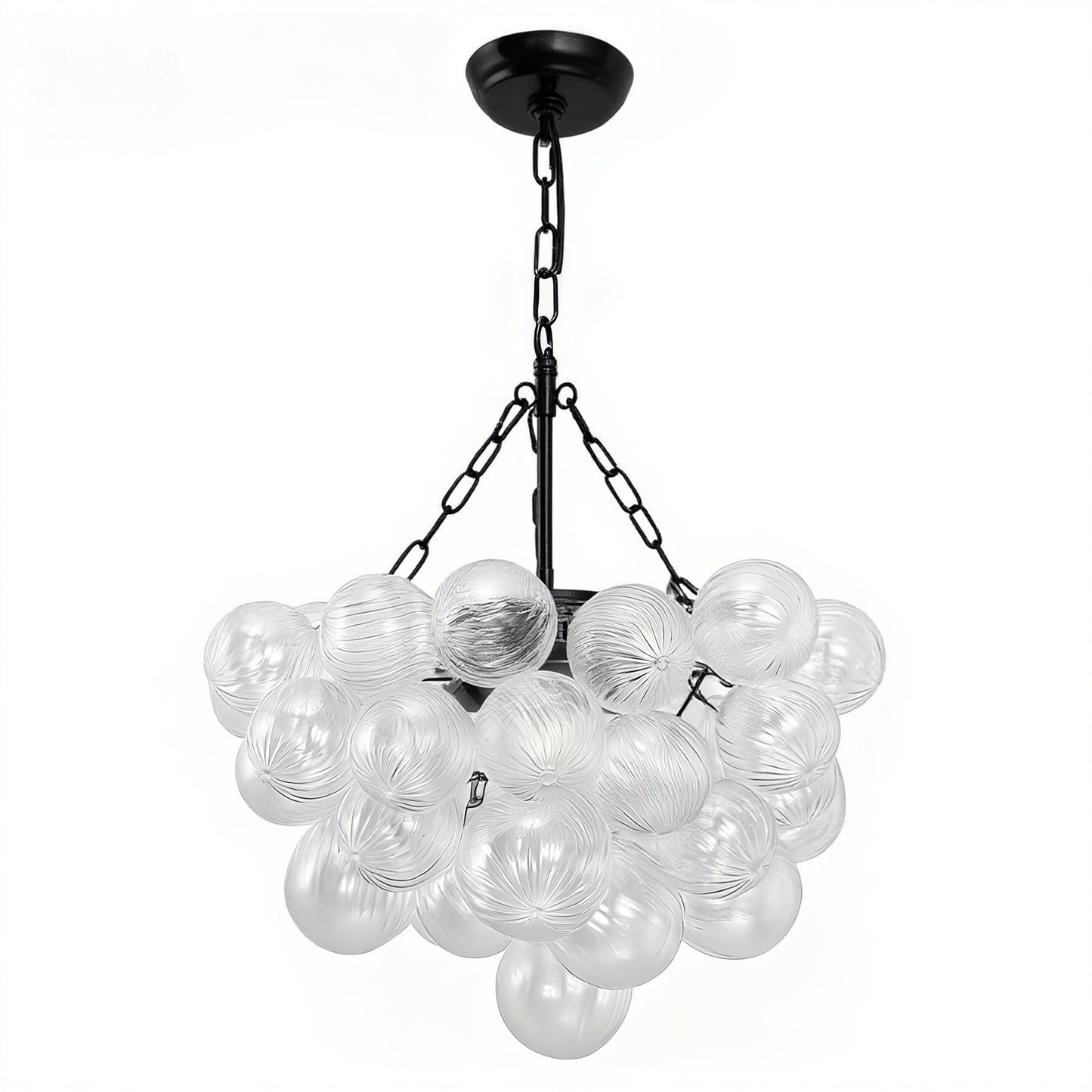 YANSUN 24W Matte Black LED Bubble Twist Chandelier with Remote Control, RGBCW Layered Decorative Pendant Light for Dining Room
