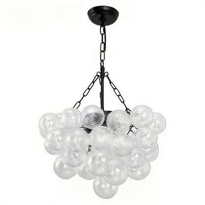 YANSUN 24W Matte Black LED Bubble Twist Chandelier with Remote Control, RGBCW Layered Decorative Pendant Light for Dining Room