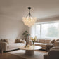 YANSUN 24W Matte Black LED Bubble Twist Chandelier with Remote Control, RGBCW Layered Decorative Pendant Light for Dining Room