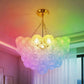 YANSUN Chandelier LED Bubble Twist Layered Pendant Light in Gold Finish with RGB/CW Dimming, 24W