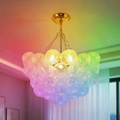 YANSUN Chandelier LED Bubble Twist Layered Pendant Light in Gold Finish with RGB/CW Dimming, 24W